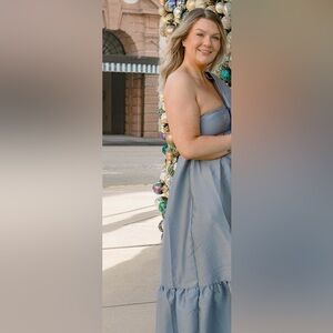 Petal & Pup Betina Bow Front Maxi Dress - Blue